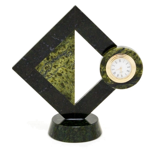 Настольные часы "Пифагор" камень змеевик 180х70х180 мм 600 гр.
