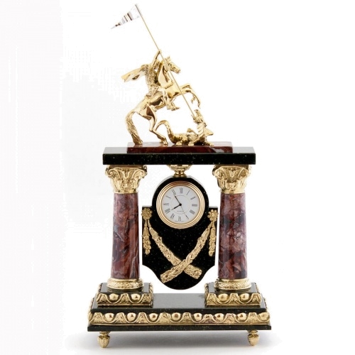 Каминные часы "Георгий Победоносец" из креноида и бронзы