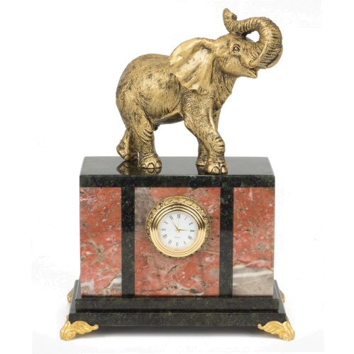 Часы "Слон" креноид статуэтка мрамолит 175х105х245 мм 2800 гр.