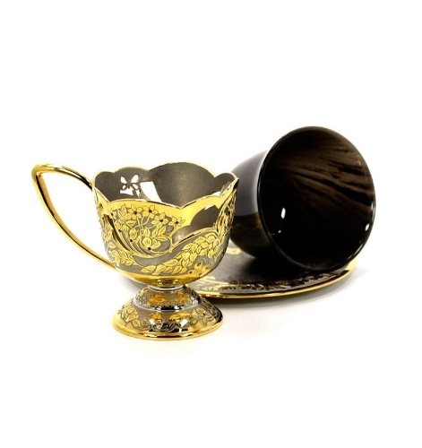 Кофейный набор, черная чашка (вариант 2)