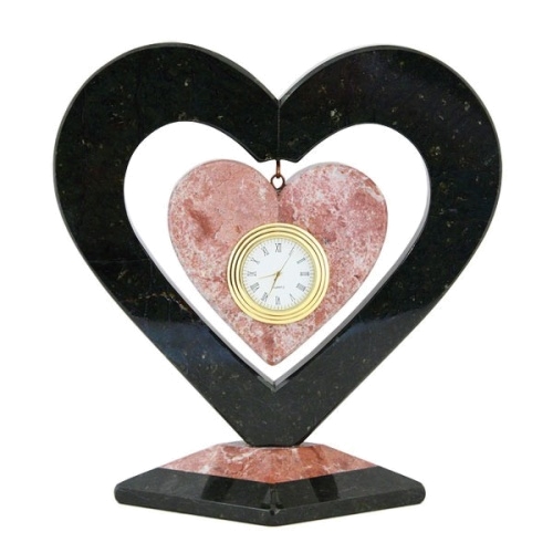 Настольные часы "Сердце" камень змеевик 170х80х190 мм 1000 гр.