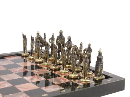 Шахматы "Русские" из бронзы креноида 36х36 см