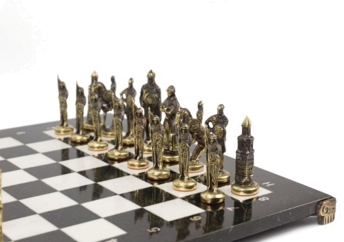 Шахматы "Русские" бронза мрамор 40х40 см