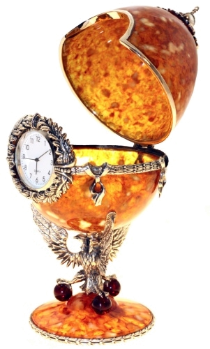 часы-шкатулка "Державные" из янтаря Россия
