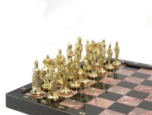 Шахматы "Русские" из бронзы креноида 36х36 см