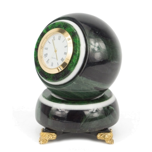 Часы Шар Антистресс из офиокальцита 8,5х8,5х12,5 см