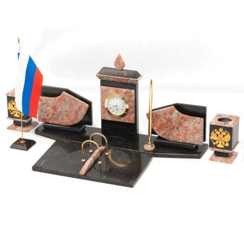 Настольный набор с гербом и флагом России креноид