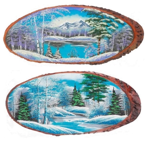 Картина на дереве Зима горизонтальное 80-85 см