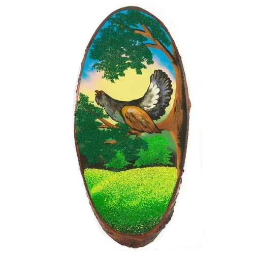 Картина на дереве Глухарь на ветке" вертикальное 75-80 см