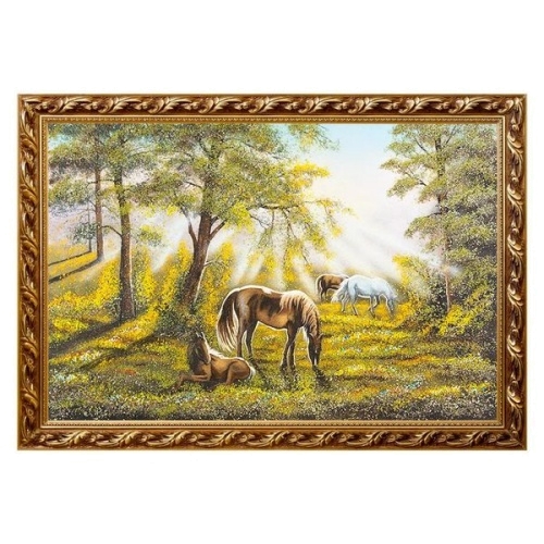 Картина «Лошади на рассвете», багет - 40х60 см.