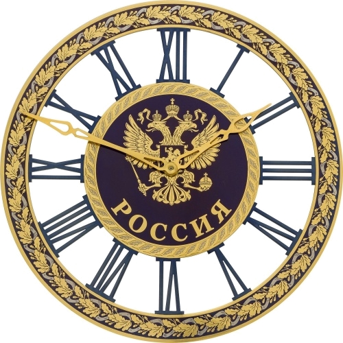 Гравюра на стали «Часы просечные Герб РФ»