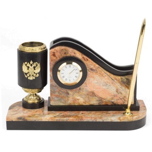 Письменный мини-набор с гербом России яшма