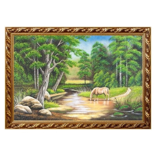 Картина «Лошадь на водопое», багет - 40х60 см.