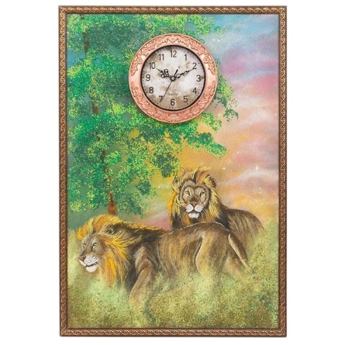Часы с картиной «Львы» 45х65 см