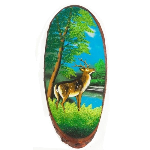Картина на дереве «Олень летом» вертикальное 65-70 см