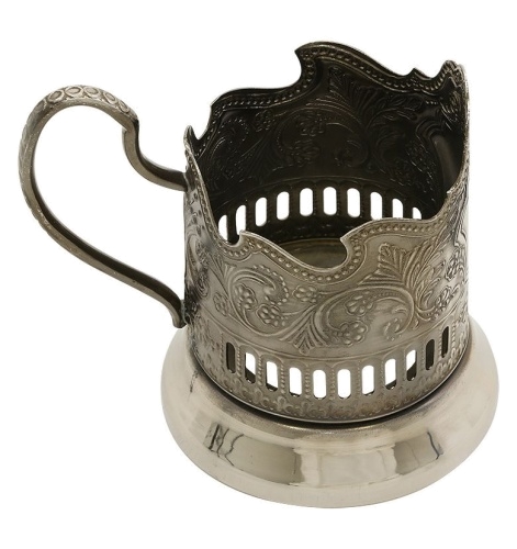 Подстаканник чайный, никелированный с чернью