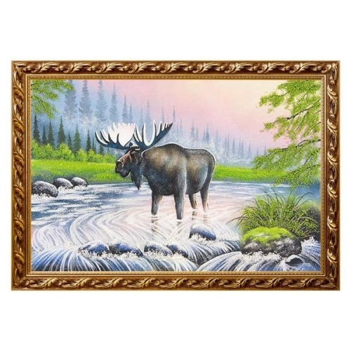 Картина «Лось в ручье», багет - 40х60 см.