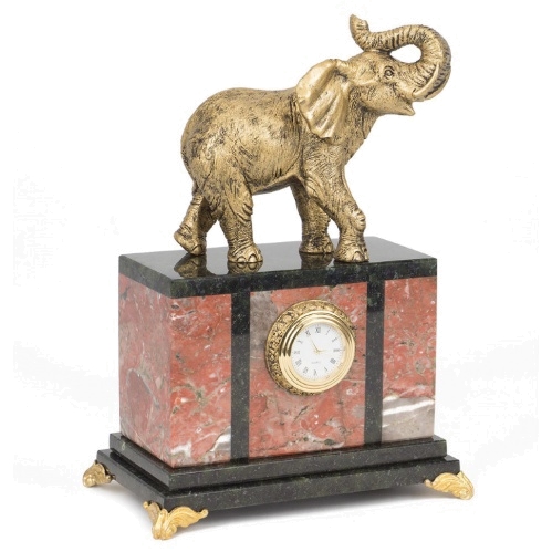 Часы "Слон" креноид статуэтка мрамолит 175х105х245 мм 2800 гр.