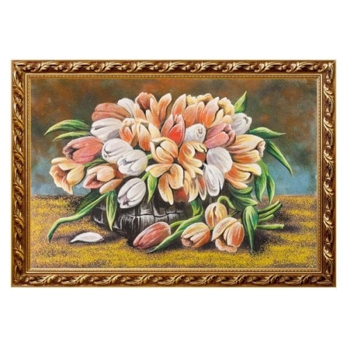 Натюрморт «Ваза с тюльпанами», багет - гипс 40х60 см.