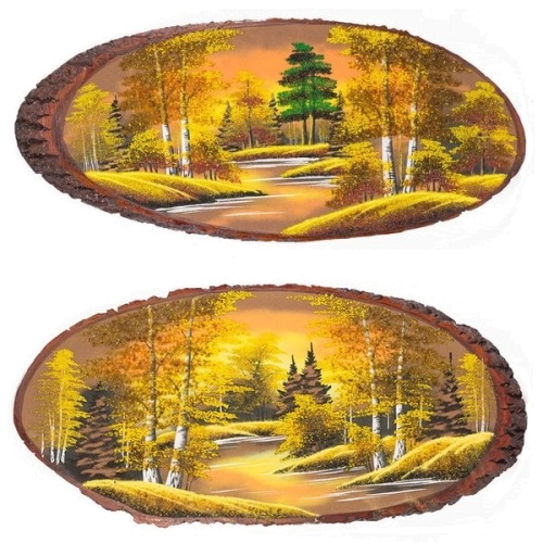Картина на дереве «Осень золотая», горизонтальное 60-65 см