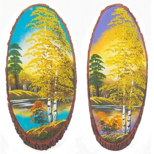 Картина на дереве «Осень» вертикальное 50-55 см