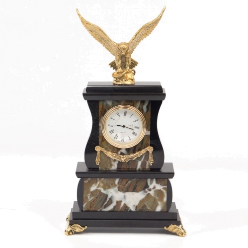 Часы "Орел" офиокальцит бронза 150х75х250 мм 1850 гр.