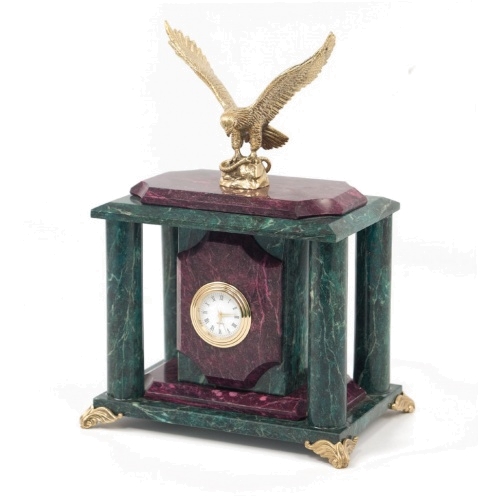 Часы "Орел" змеевик бронза 180х120х240 мм 2900 гр.