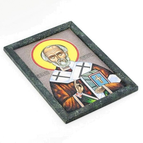 Картина «Святой Николай Чудотворец рамка змеевик» (20х30см)