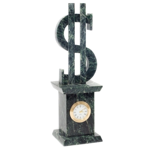 Часы "Доллар" змеевик 77х75х250 мм 1150 гр.