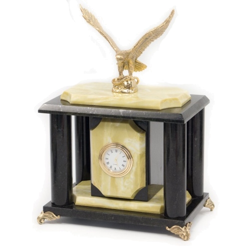Часы "Орел" бронза змеевик офиокальцит 170х120х240 мм 3000 гр.