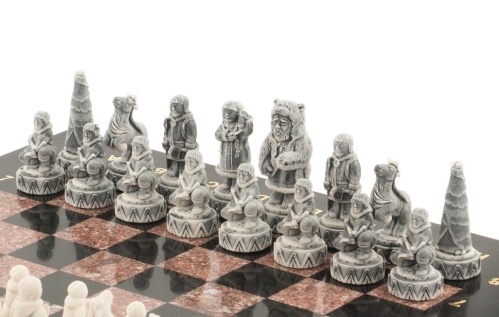 Шахматы "Северные народы" из креноида 40х40 см