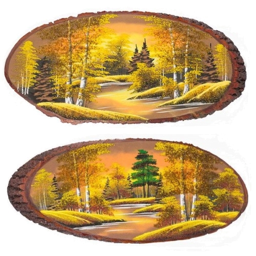 Картина на дереве «Осень янтарная», горизонтальное 45-50 см