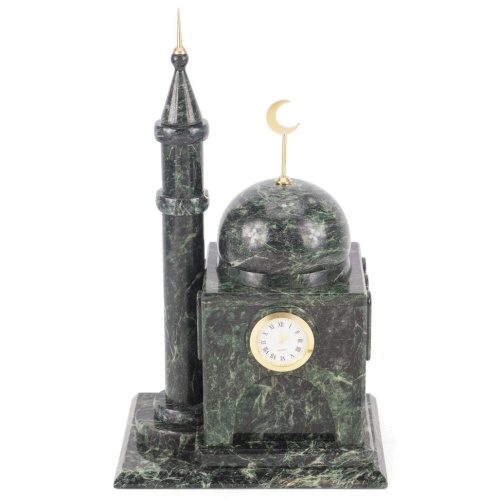 Часы "Мечеть" из змеевика малая