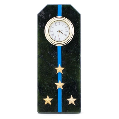 Часы "Погон капитан Авиации ВМФ" камень змеевик 60х40х150 мм 300 гр.