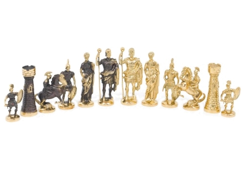 Шахматы "Римские" из бронзы и змеевика 40х40 см