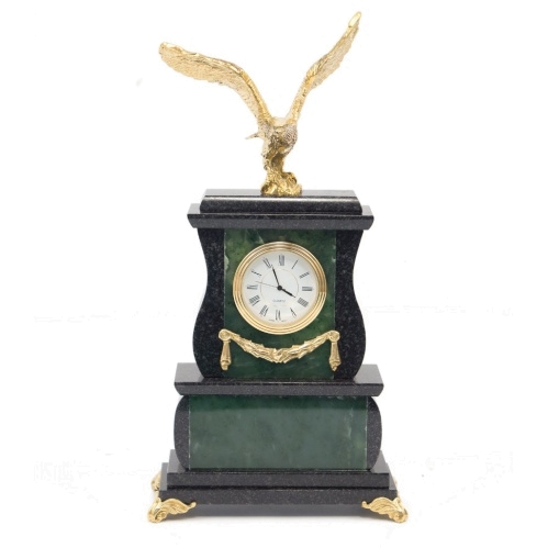 Часы "Орел" нефрит бронза 150х75х250 мм 1850 гр.