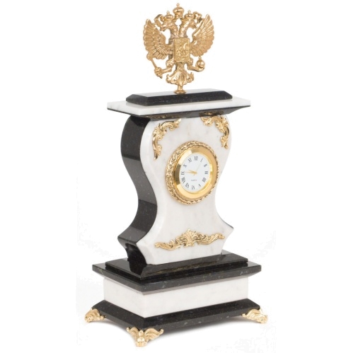 Часы "Герб" мрамор змеевик бронза 140х95х290 мм 2700 гр.
