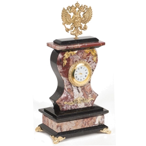Часы "Герб" креноид змеевик бронза 140х95х290 мм 2700 гр.