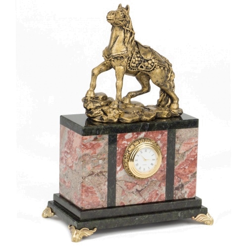 Часы "Конь" креноид статуэтка мрамолит 175х100х245 мм 2750 гр.