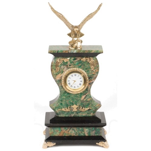 Часы "Орел" березит змеевик бронза 140х95х300 мм 2700 гр.