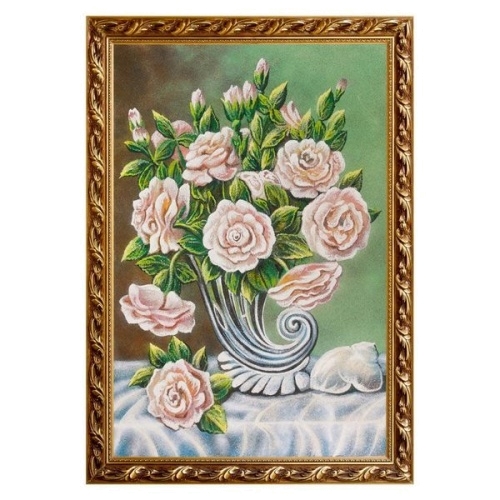 Натюрморт «Ваза с розами», багет - гипс 40х60 см.