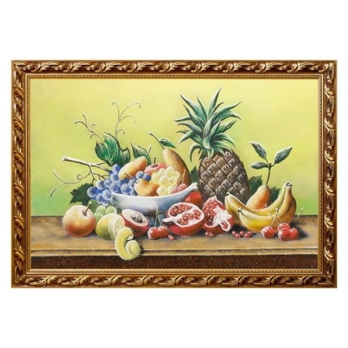 Натюрморт «Фрукты с ананасом», багет - гипс 40х60 см.
