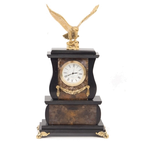 Часы "Орел" агат бронза 150х75х250 мм 1850 гр.