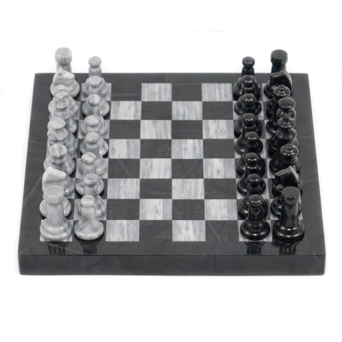 Шахматы из мрамора и змеевика 32х32 см