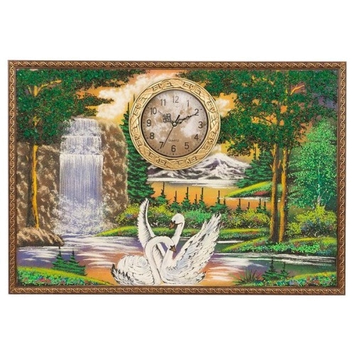 Часы с картиной «Лебеди» 45х65 см