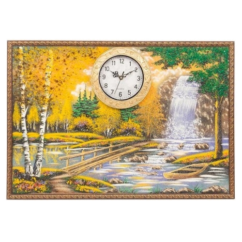 Часы с картиной «Мостик через ручей» 45х65 см