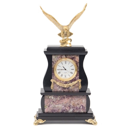 Часы "Орел" флюорит бронза 150х75х250 мм 1850 гр.