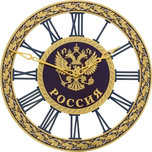 Гравюра на стали «Часы просечные Герб РФ»