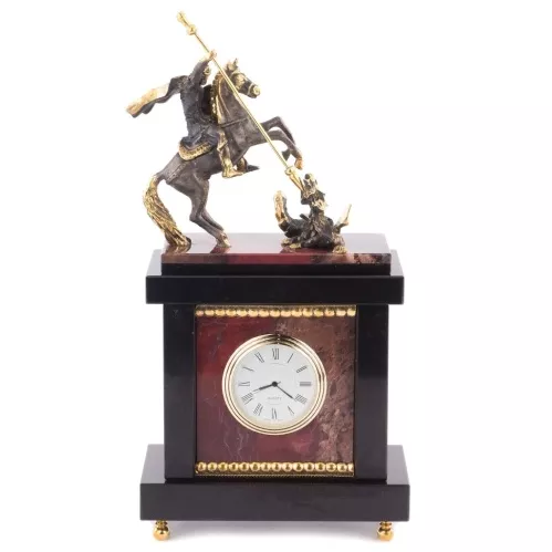 Часы "Георгий Победоносец" яшма 140х80х280 мм 3250 гр.
