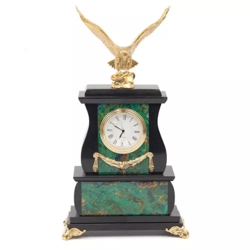 Часы "Орел" азурмалахит бронза 150х75250 мм 1850 гр.